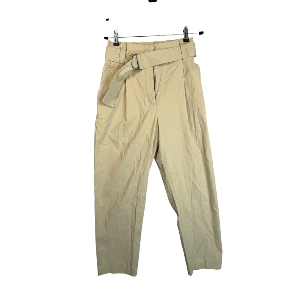 ALC Women Tan Khaki High Waisted Belted‎ Pleated Tapered Trousers Size 0
